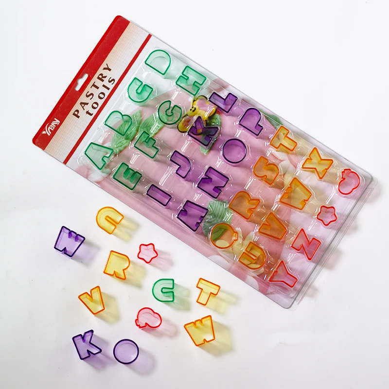 hot colorful plastic alphabet letter cookie cutter baking tool DIY biscuits mold