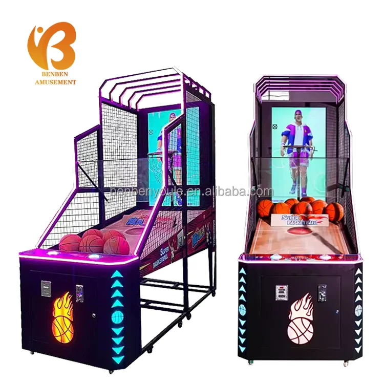Commercial Upright Coin Operated Foldable Street Basketball Shooting Machine For Recreational Training