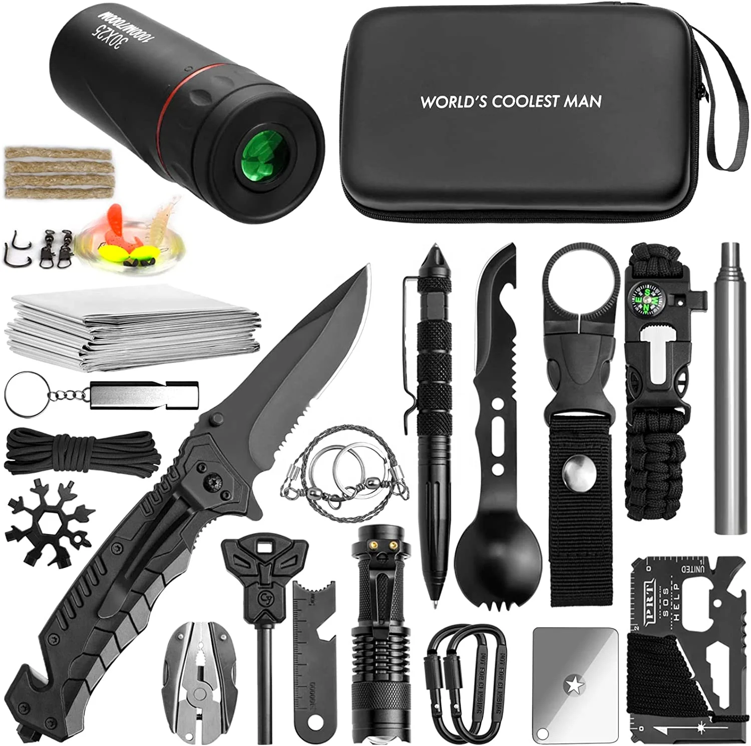 Emergency Survival Kit, 34 in 1 Survival Gear and Equipment for Camping Hiking Outdoors Adventures