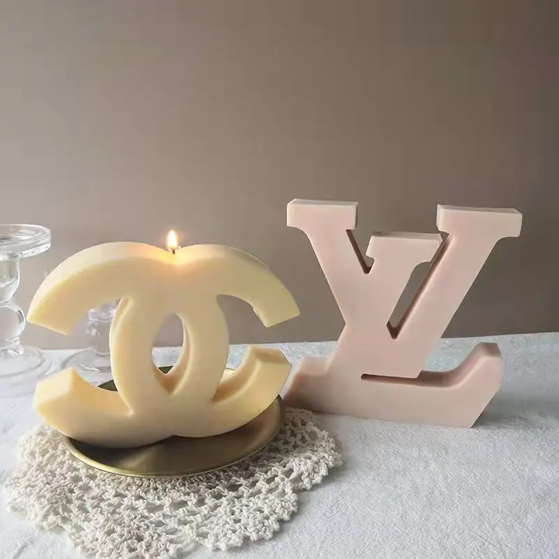 Home Decoration DIY Resin Crafts Casting Epoxy Resin Molds Big Letters Luxury Brand Logo Silicone Candle Mold