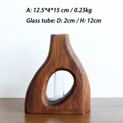 Shengqu handmade wooden decorative flower glass test tube vase for home decor