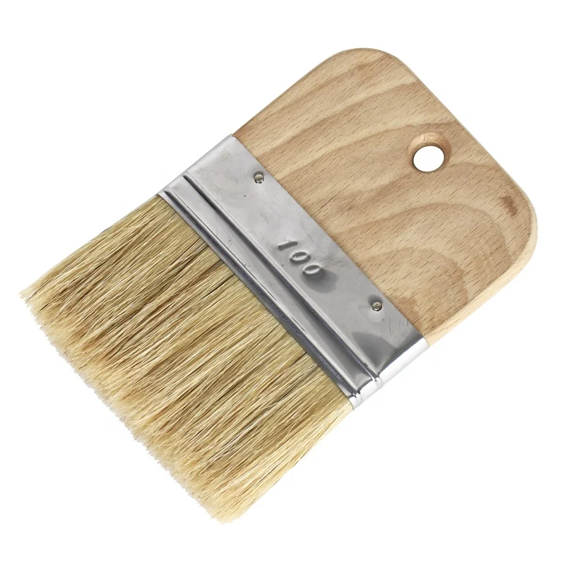 Pure White Bristle Paint Brush with Beech Wooden  Handle