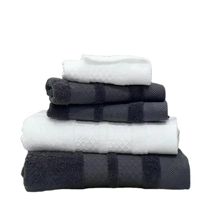 High quality soft 100%  cotton towel custom logo Hotel home  face bath towels set