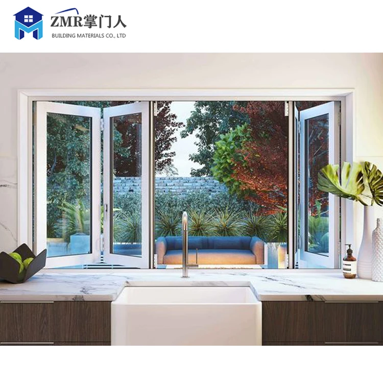Hot sale aluminium house windows vertical accordion aluminium folding windows