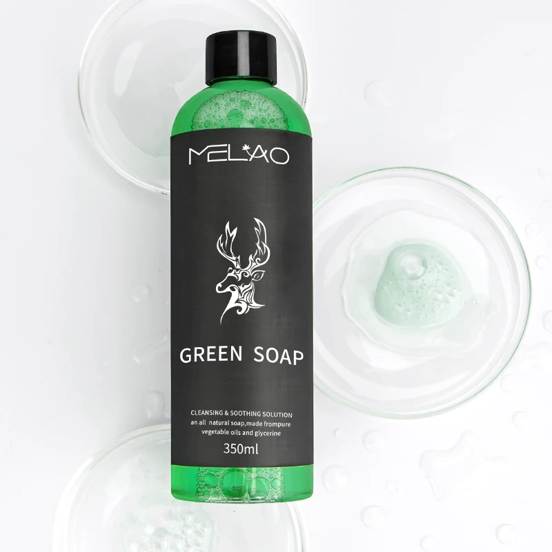 MELAO Tattoo Parlors Custom Vegan Brightening Deep Cleansing Smoothing Tattoo Skin After Care Tattoos Aftercare Green Soap