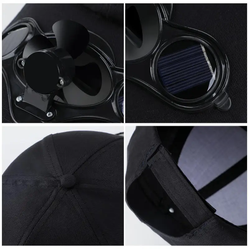 Wholesale Camping Hiking Peaked Fan Cap Custom Logo Sports Hat Summer New Trucker Baseball Cap Solar Sun hat with fan