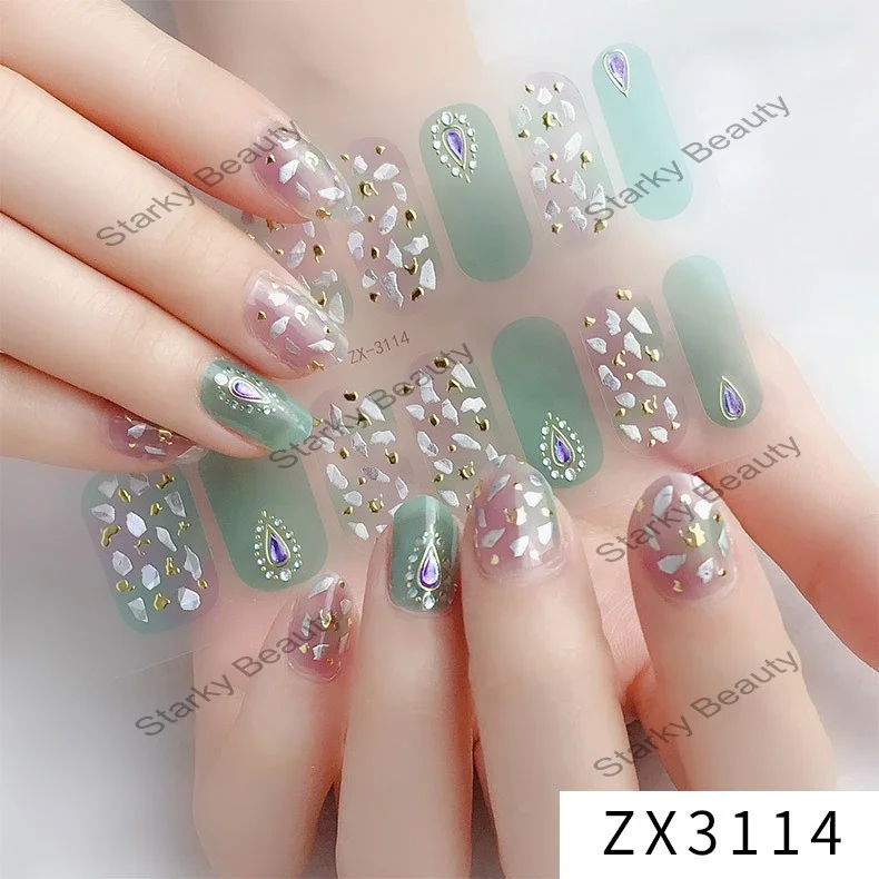 Cheap Uv gel hot selling long lasting Nail stickers full nail polish  Wraps colorful Decoration Decals