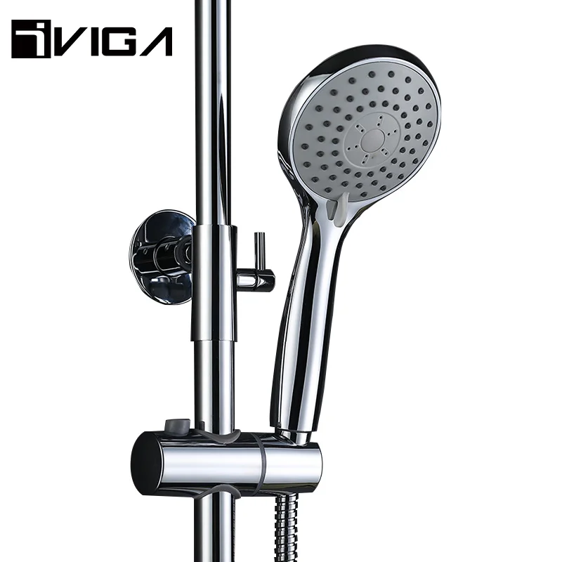 VIGA Factory Thermostatic Shower Set Brass Chrome Luxury Rain Shower Head Thermostatic Bath Shower Mixerer