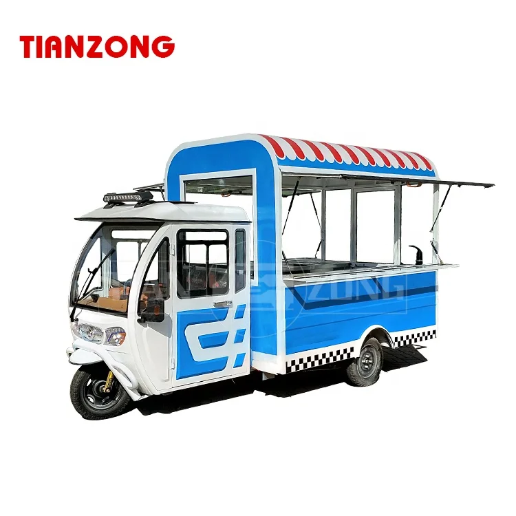 TIANZONG R1 Mobile piaggio ape electric tricycle food cart tricycle food truck catering trailer snack food trike