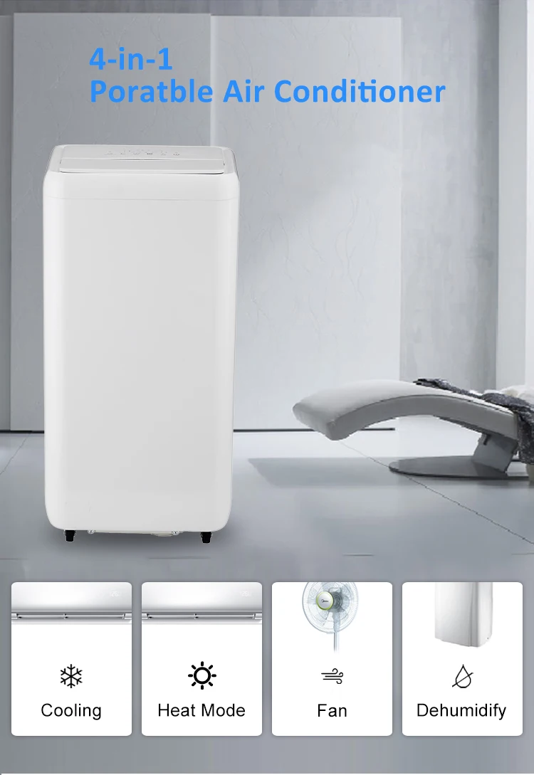 Смарт-кондиционеры портативные 12000BTU белые стоячие для домашнего использования двойной дисплей компрессор охлаждающий Мобильный кондиционер
