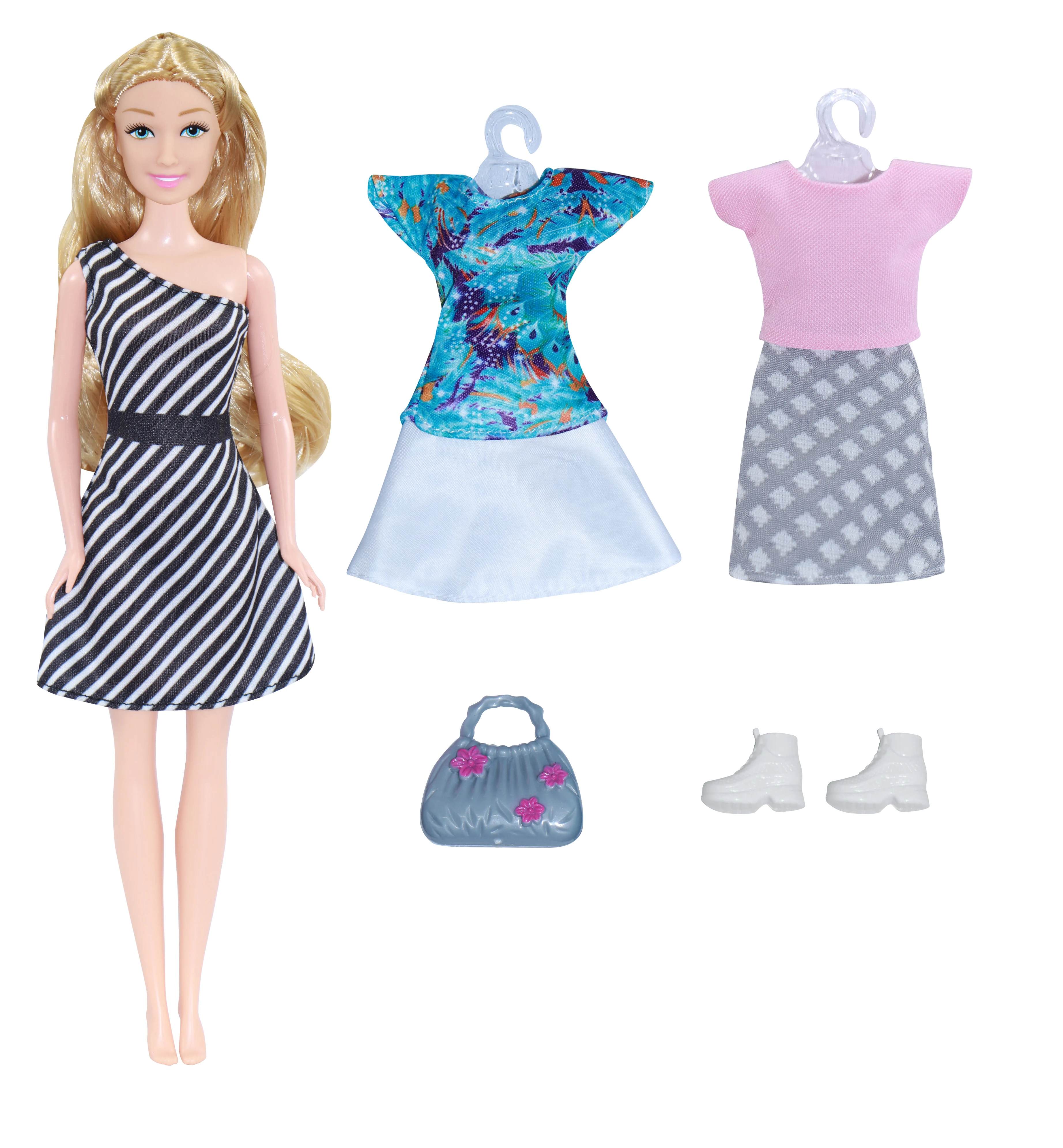 fashion doll  bath set = 1 doll +bathtub + 1pet + 1 Doll Dresses Clothes +10pcs   Accessories for 11.5inch Girl Toy Gif