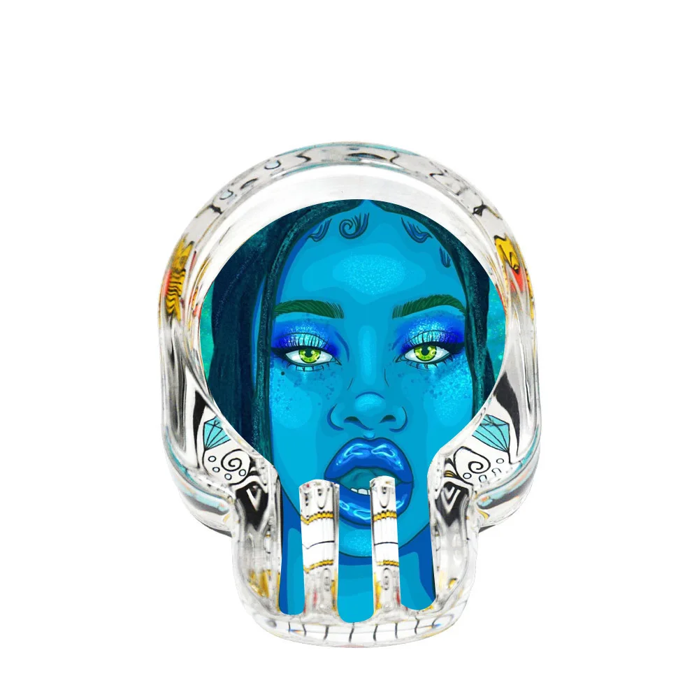 Wholesale Smoking Accessories Cigarette Ashtrays Holder Jamaica Black Glass Skull Ashtray