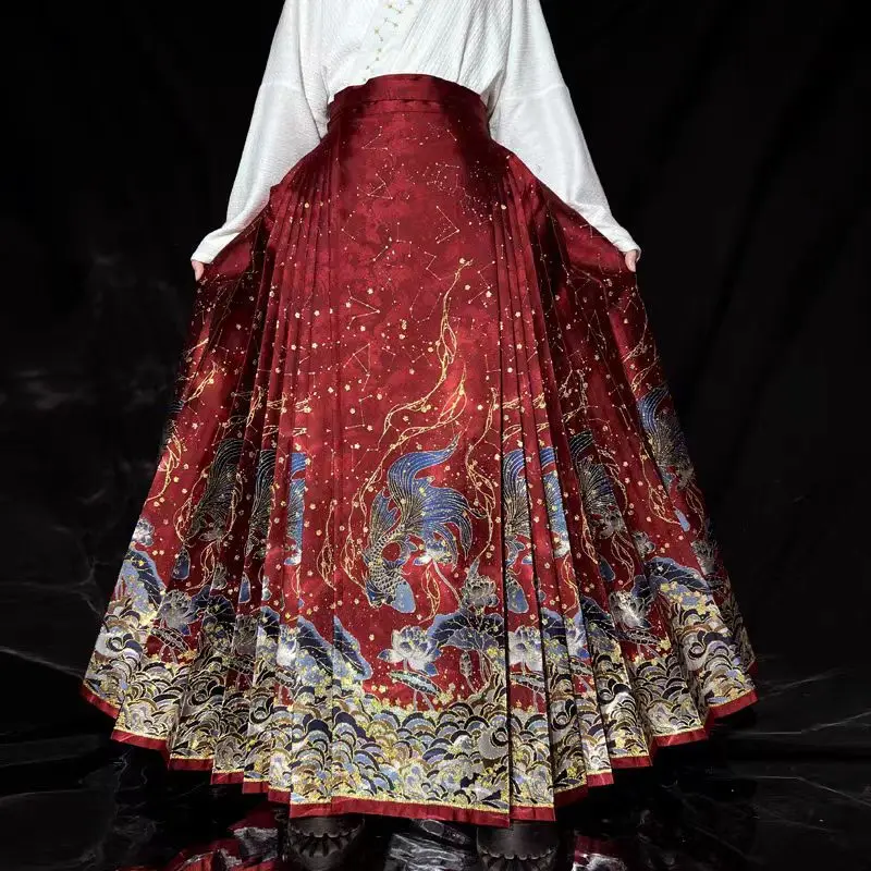 Горячий китайский стиль парчовая ткань жаккард Hanfu Tang костюм традиционное сказочное платье лошадь лицо юбка ткань