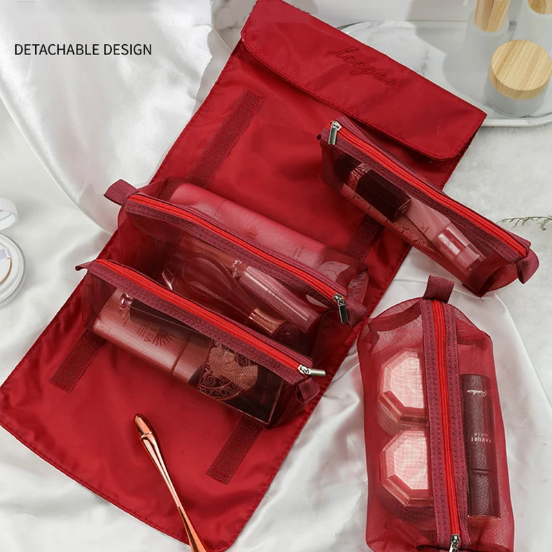 Custom Large Capacity 4 in 1 Women Cosmetic Bag Wholesale Foldable Women Makeup Bag