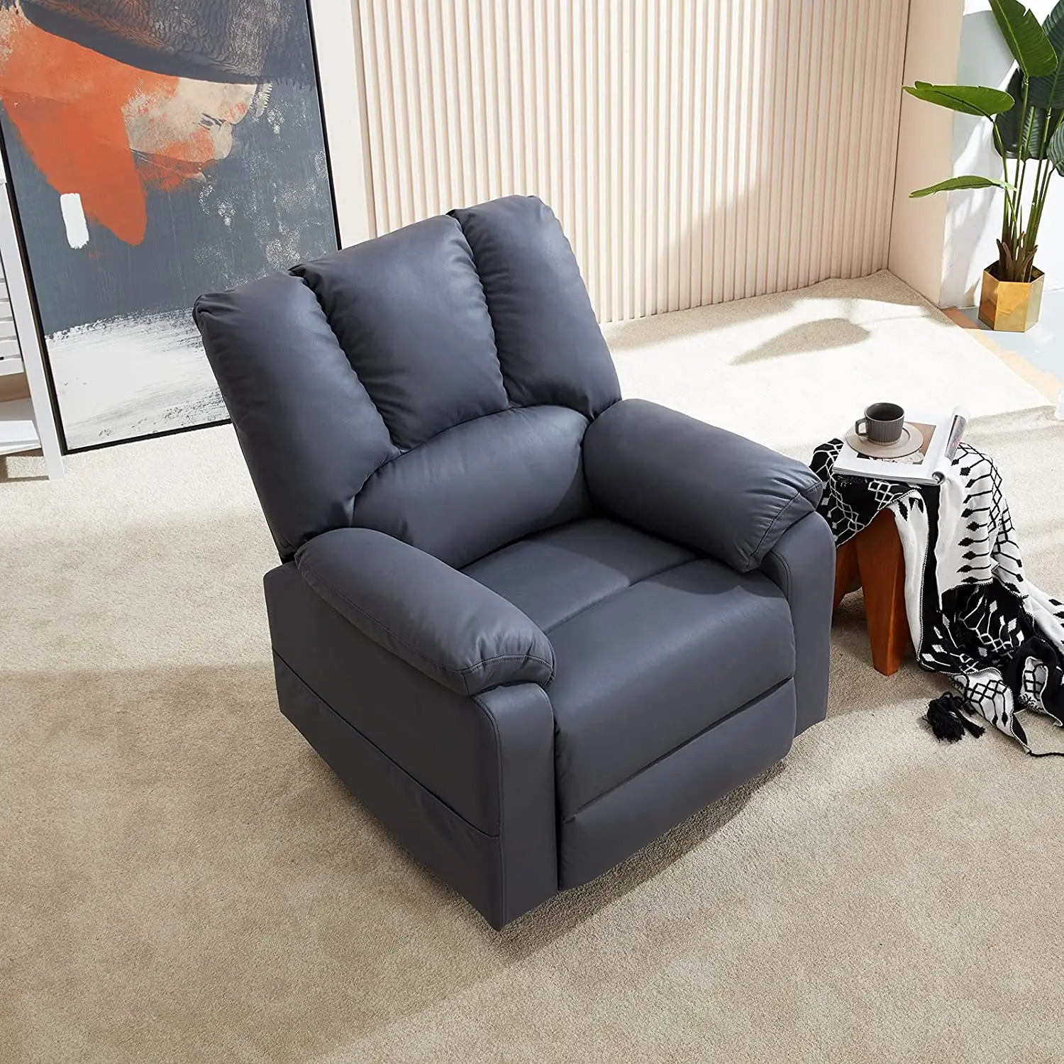 SANS Massage Heated Recliner Sofa Chair 360 Degree Swivel Rocking Recliner Chair for Living Room