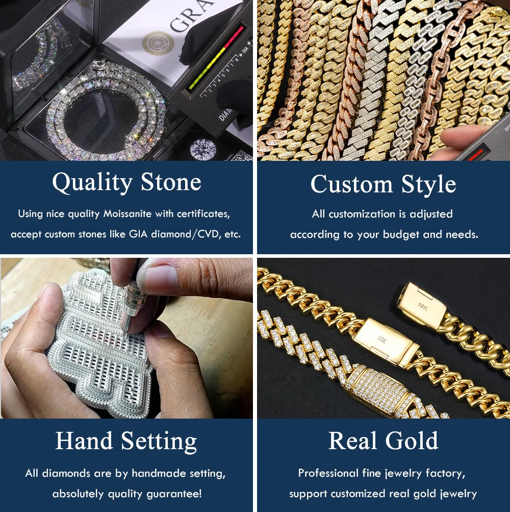 custom cheap moissanite cuban chain wedding necklace alibaba for men