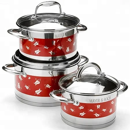 12pcs kitchen pot nonstick pans kitchenware cooking stainless steel cookware sets