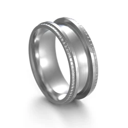 Hot Sale European 316L Titanium Steel Grooved Inlay Ring Multi Colors Core Blank Ring For Men Women