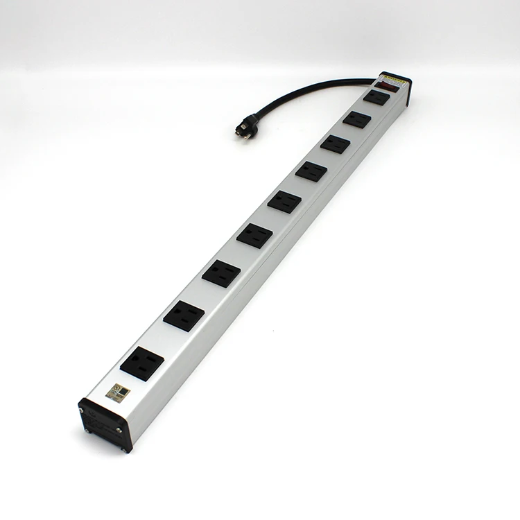 
High Quality AC Safety US power U L approval Socket Outlet strip Office 9 way Extension Plug with switch 