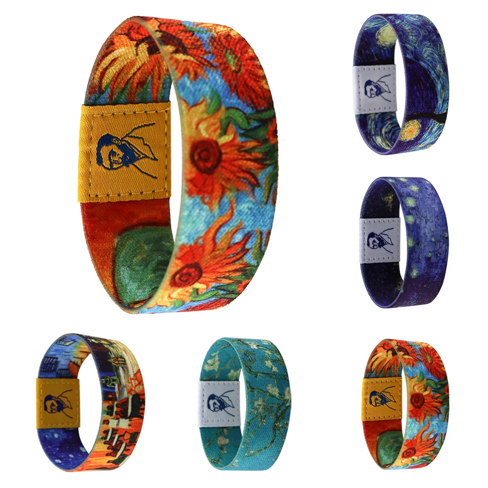 Custom Elastic Wristband Sunflower Art Bracelet NFC Rfid Wristband For Men Women Stretchable Wristband Accessories Jewelry