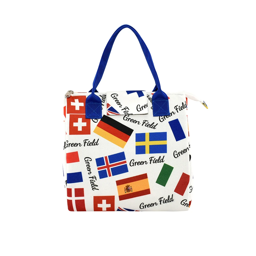 Flag of Nations Cooler Tote Bag Lunch Cooler Bag Custom Logo Fashion Portable Lunch Bag Outdoor Waterproof