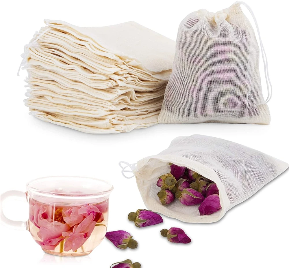 Cotton Muslin Eco-friendly Drawstring Pouch Bags for Reusable Sachet, Crafts, Teas, Spices, Soaps, Jewellery