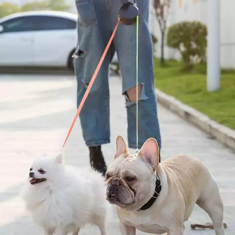 Двойной выдвижной и усиленный с нескользящей ручкой для собак со светодиодной подсветкой контейнером мусора прогулок 2
