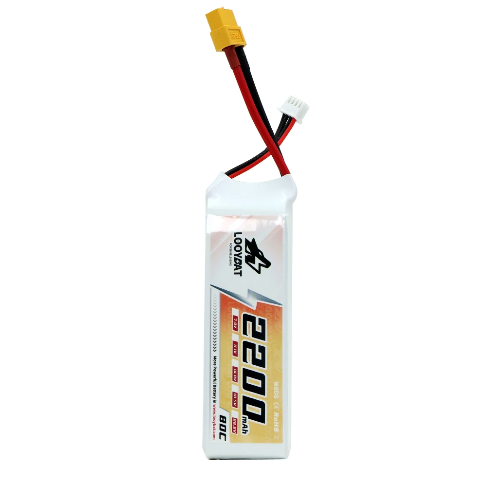 LOOYBAT Lipo Battery 2200mah 22.2V 6S 80C Rechargeable polymer lithium lipo battery pack For Racing Car Battery