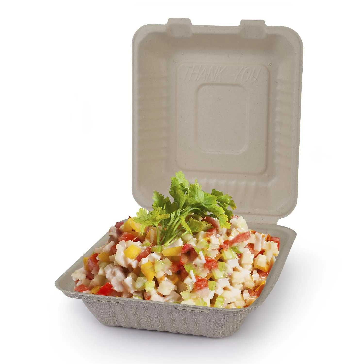 Clamshell Box Disposable Sugarcane Lunch Box Food Bagasse Container Biodegradable Compostable Takeaway Hamburger Box