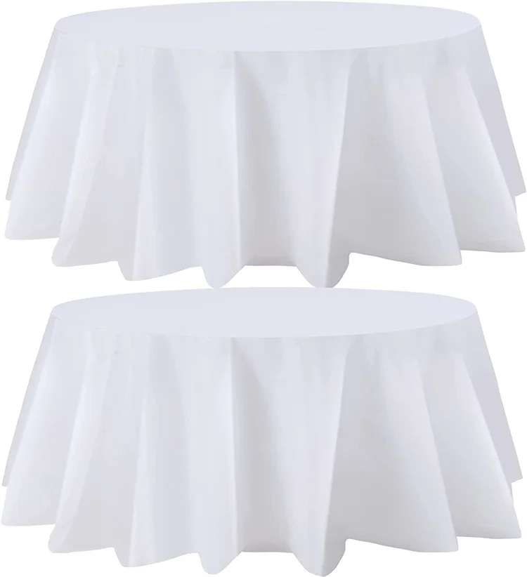 Wholesale Custom Solid Color Tablecloths Reusable Plastic  PEVA Party Round Rectangle Table Covers