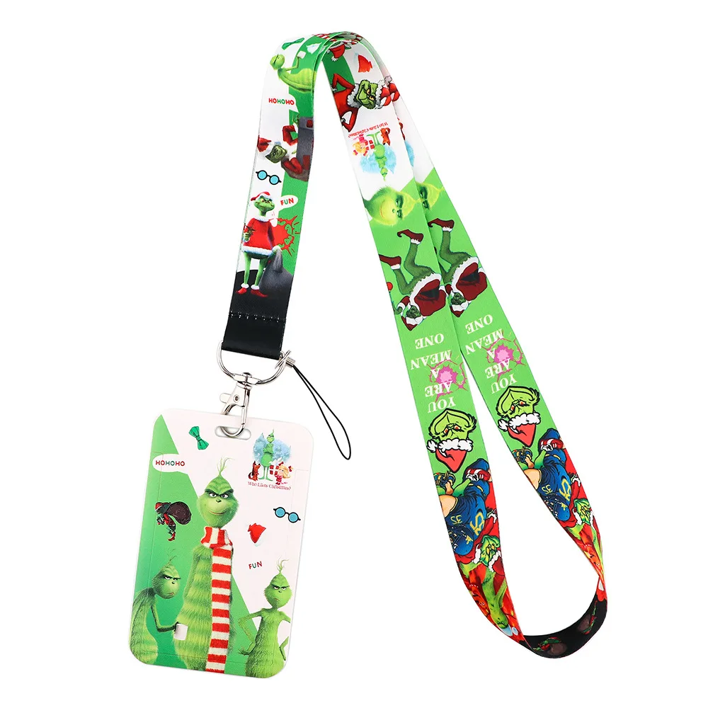 New Hot Selling Christmas Eve Horror Fright Sku ll Cartoon Phone Line Student Card Sleeve with Lanyard holder