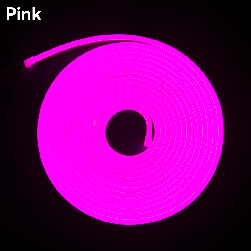Dropshipping high brightness pink yellow LED Neon Tube Light 6*12mm 12V Color jacket 5m/roll Silicone Flex Neon Light