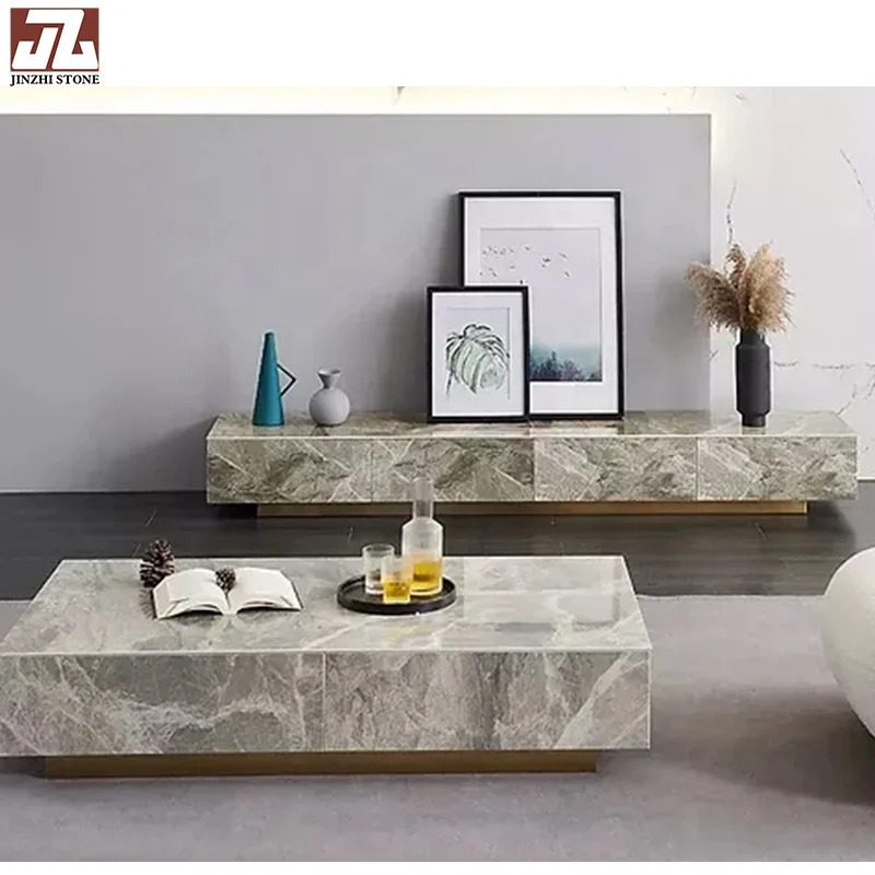 Art Furniture  Farmhouse Decoration Marble TV Cabinet Table Tops Craft Table For Living Room