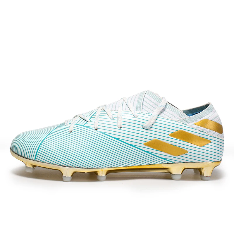 Factory outlet spike football shoes men sports shoes high top football shoes gold soccer boots goods in stock