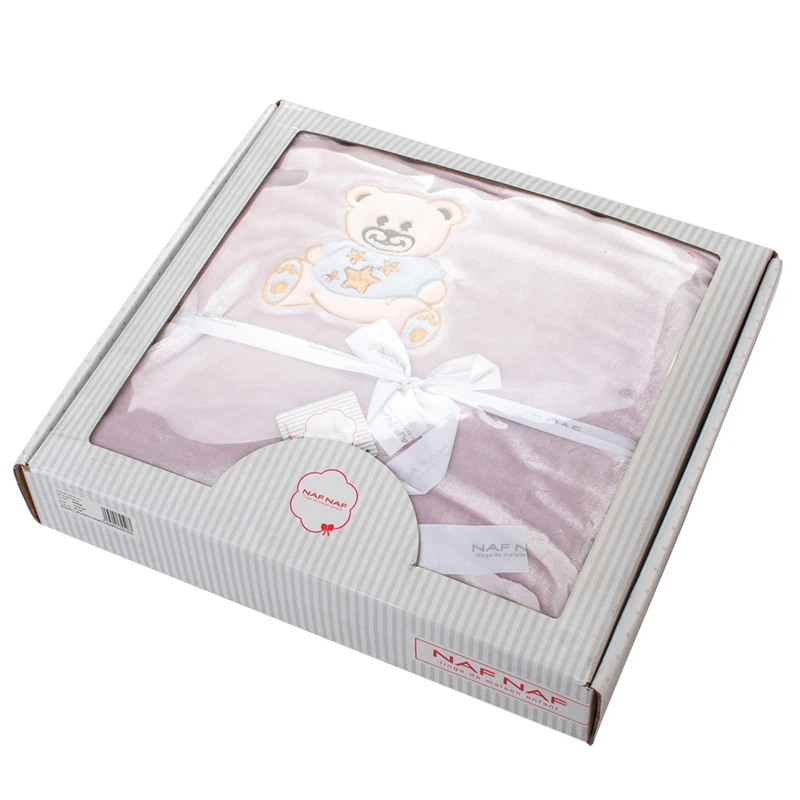 OEM Design Solid Embroidery 2 Plys Flannel Fleece Baby Blanket Sherpa Fleece Kid Children Warm Polyester Fabrics Throw