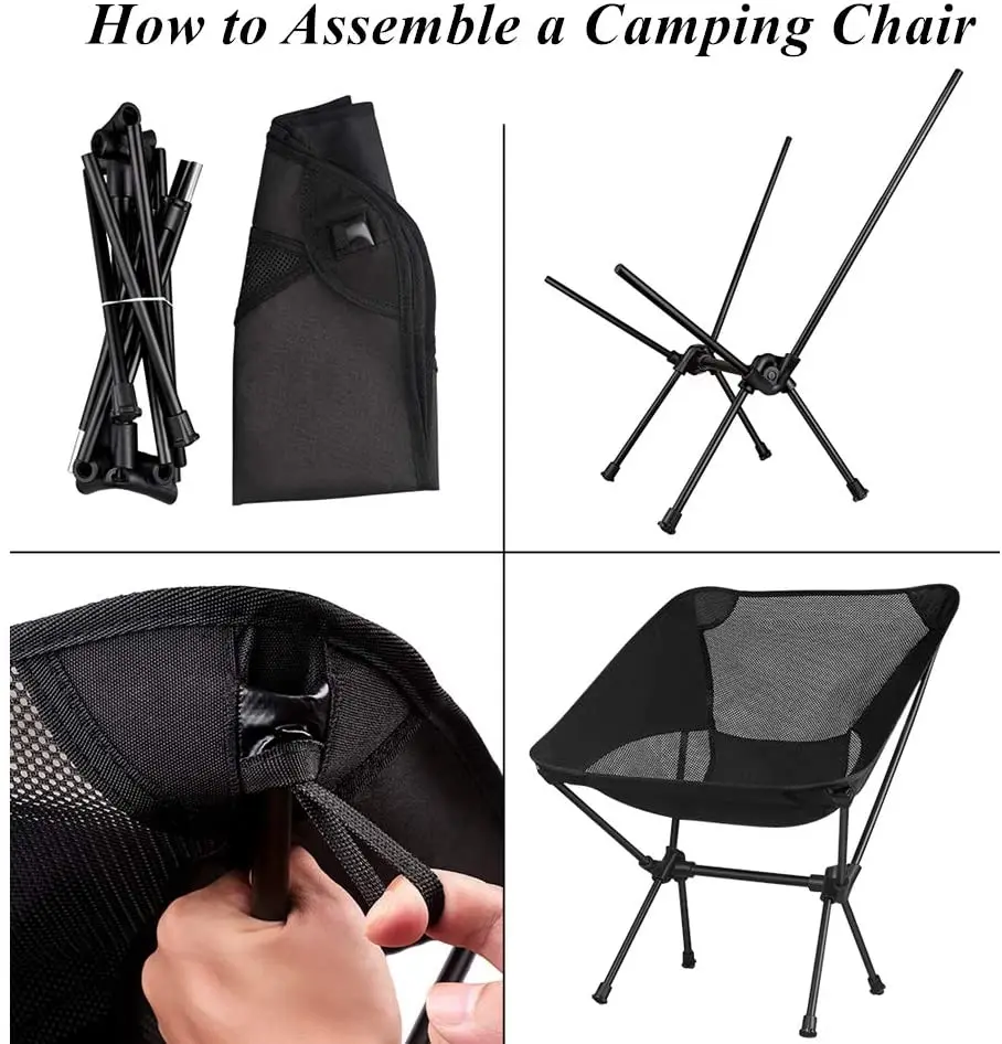 Сверхлегкий складной стул, портативные стулья для кемпинга с сумкой для переноски, рюкзак