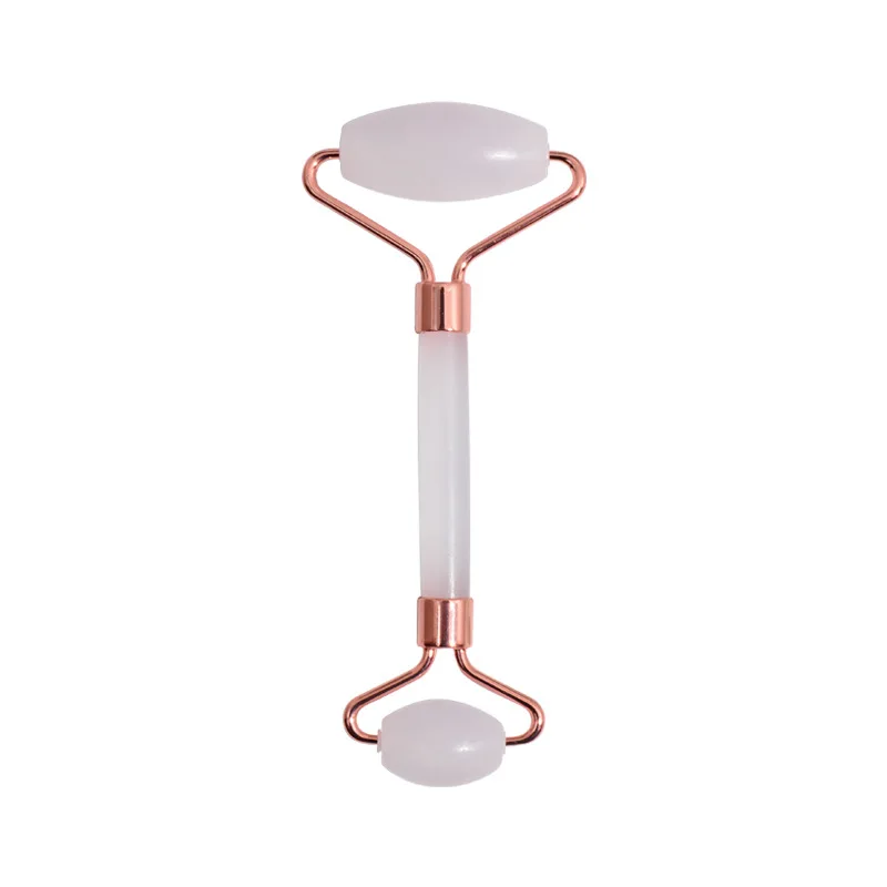 New Arrival Natural Jade Face Roller Set Pink Crystal Quartz Stone Jade Roller Beauty Massager