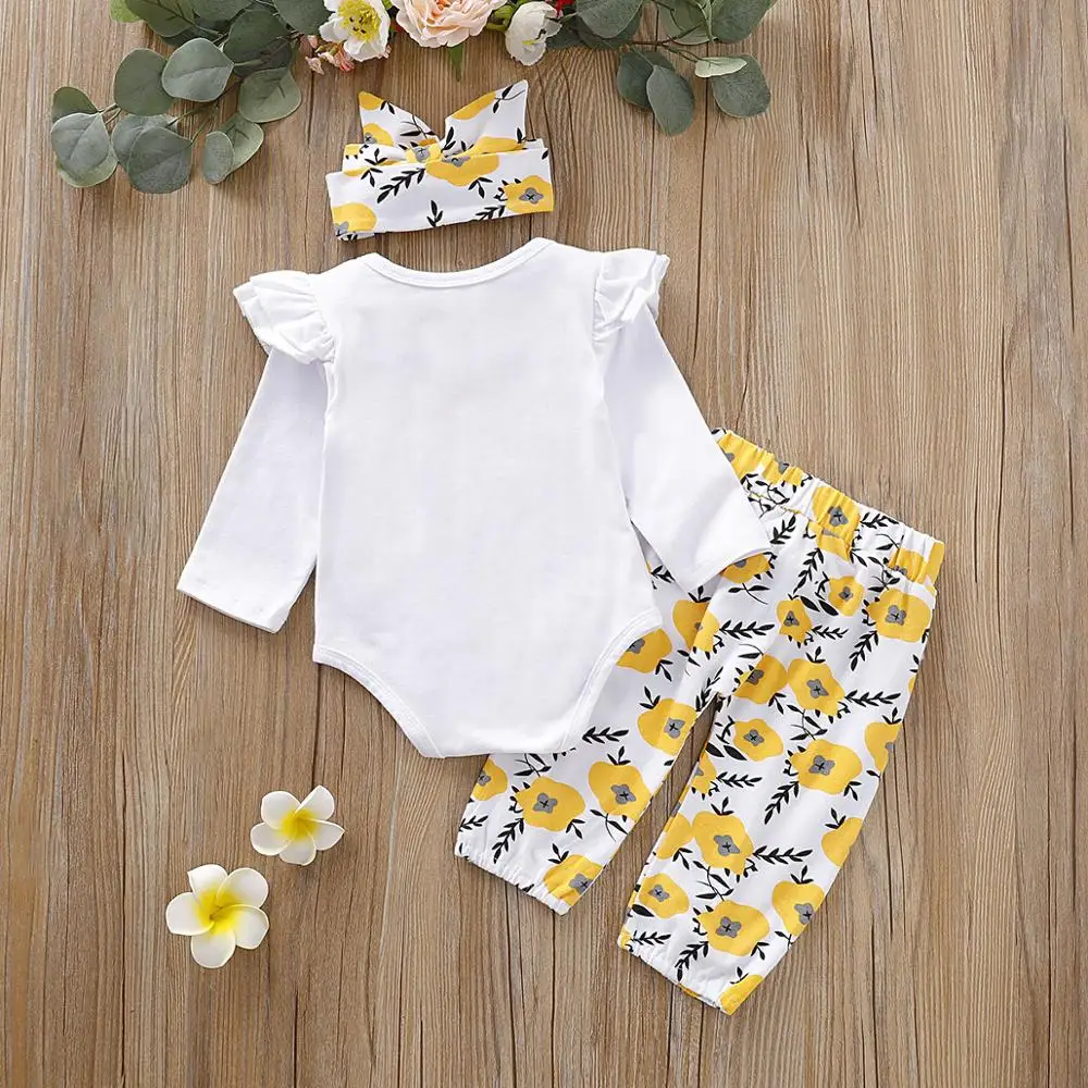 Hao Baby Korean Hot Style Children Print Jacket + Sunflower Print Trousers Gift Clothes Pants Baby Set