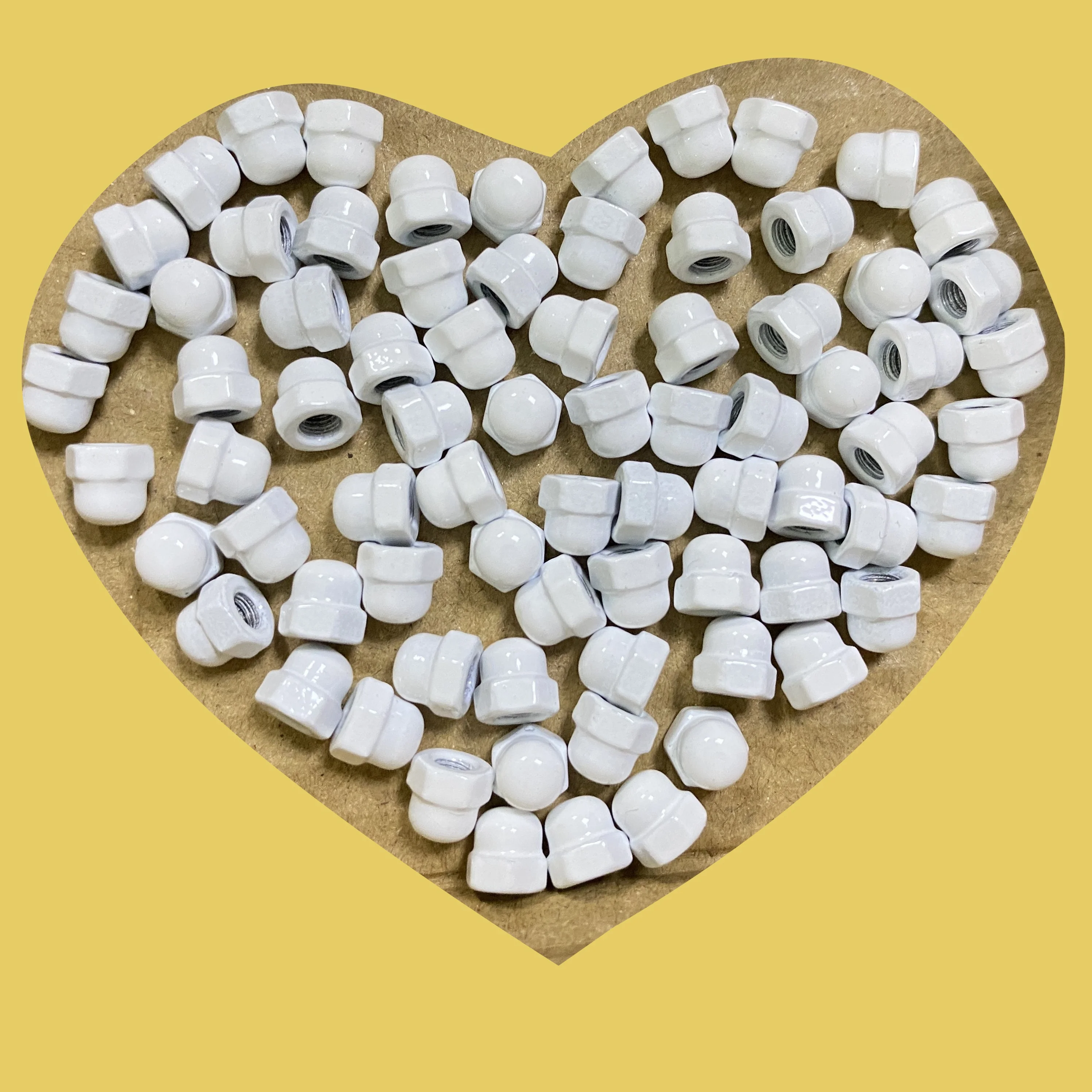 DIN1587  cap nut steel and stainless steel 304 white paint nut for more beautiful color