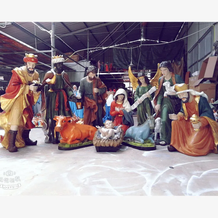 wholesale custom home decoration polyresin catholic religious holy family statue christmas crib nativity set