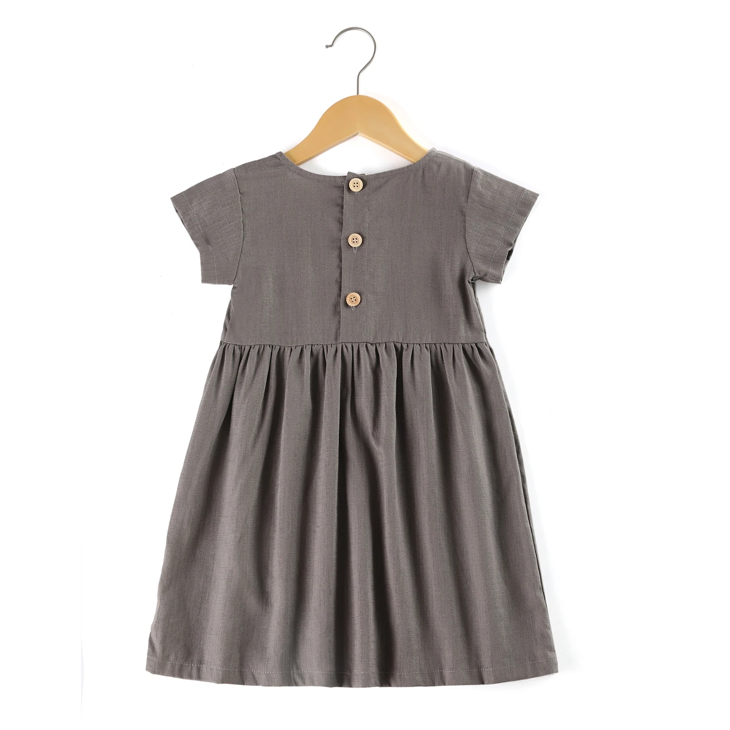 Summer Cotton Linen Boutique Dresses Little Girl Toddler Dress Baby Breathable Girls Clothes Dresses