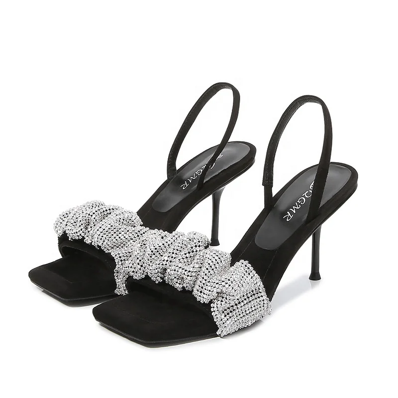 
Gorgeous Luxury Brand Bling heeled sandals Designer Ladies Low Heel High Heel Rhinestone Sandale de marque Women Sandals 
