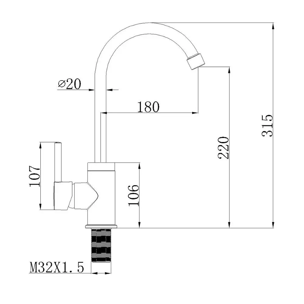 Plastic Kitchen Faucet ABS Black Single Handle Mixer Tap