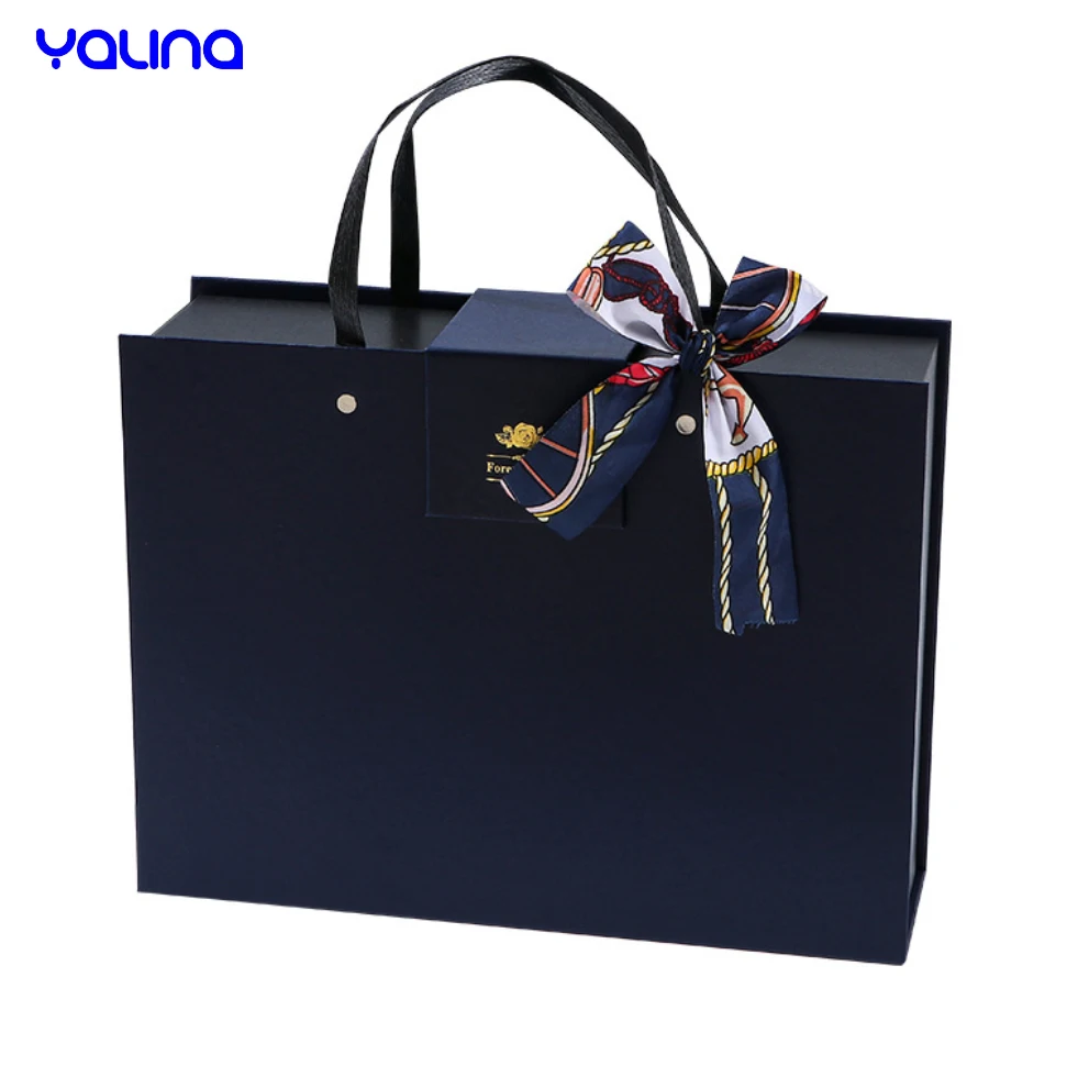 Wholesale Custom Fashion Orange Magnetic Cardboard paper Box Shipping valentines Day Gift Boxes with handle