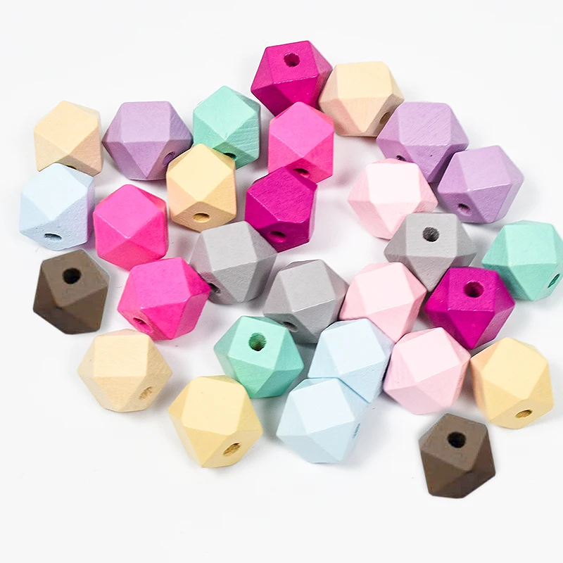Wholesale Organic Geometric Colored Hexagon Wooden Beads Letter DIY Bulk Jewelry Making Crafts Natural Set