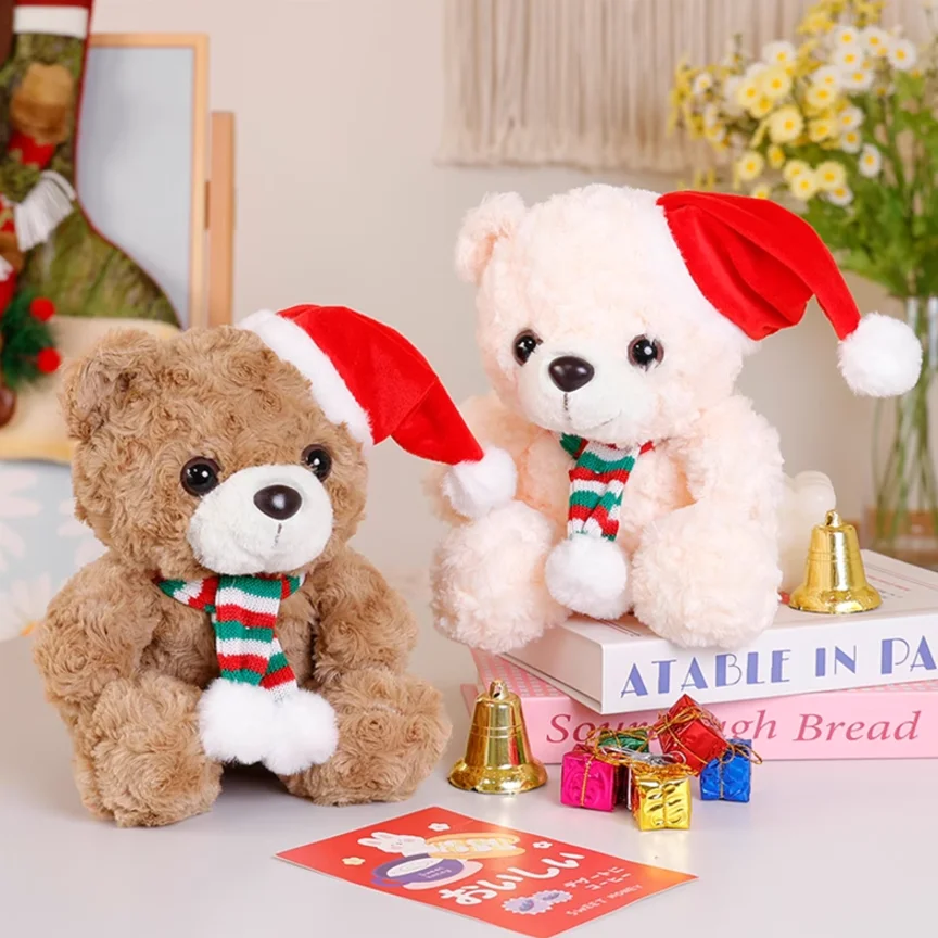 Cute Scarf Teddy Bear Doll Christmas Bear Plush Toy Doll Accessory for Christmas Christmas holiday event decoration gift