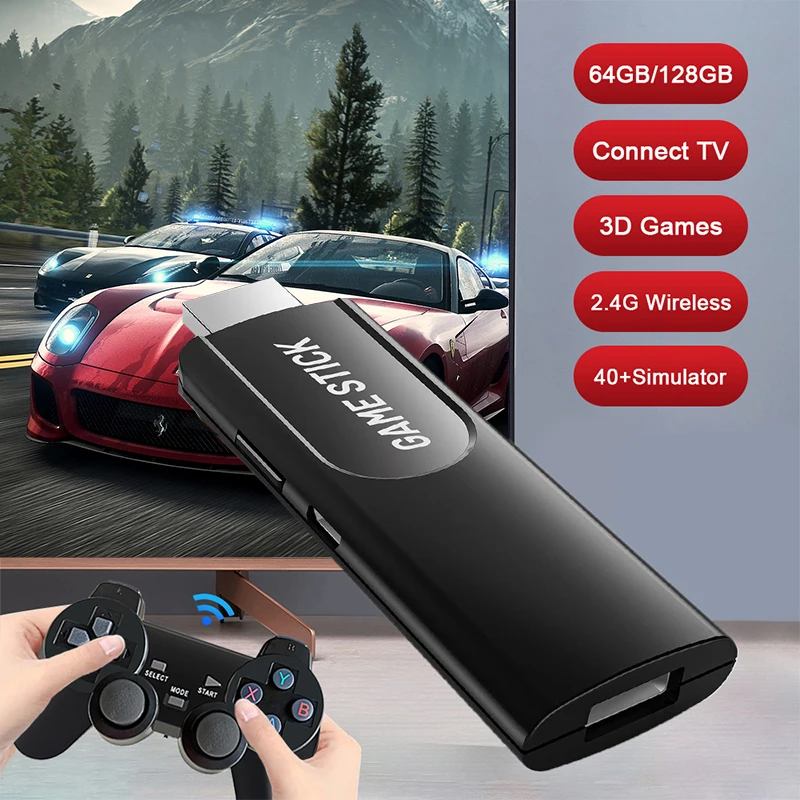 J K8 Game Stick with Dual 2.4G Wireless Gamepad Support 4K HD Output Portable Classic Video Game Console