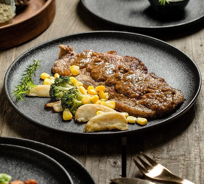 Chaoda 8-12 inch white ceramics dinnerware porcelain buffet plate  porcelain plate dinner round hotel flat plate