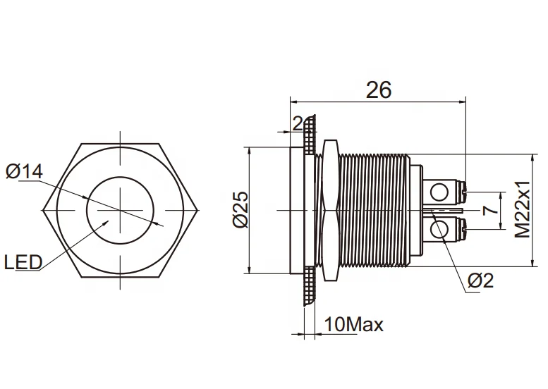 BENLEE  22MM  PIILOT LIGHT DC 12V 24V 110V 220V LED Colorful Flush Panel Indicator Light signal tower