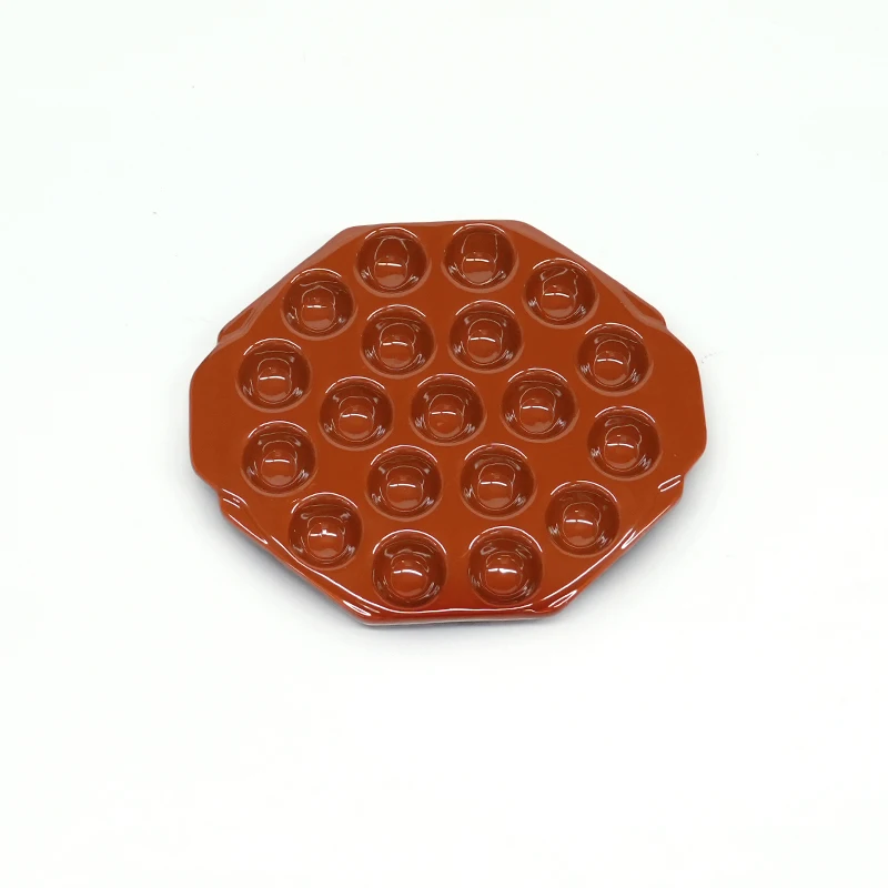 custom logo Creative 19-Grid Red Ceramic Egg Tart Tray Disposable Kiln Technique French Snail Baked Plate Dish Microwave Oven